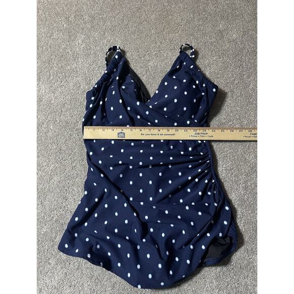 80s 90s Gabar Swimsuit One Piece Size 12 Polka Dot Pinup Retro Coastal Grandma - Picture 6 of 8